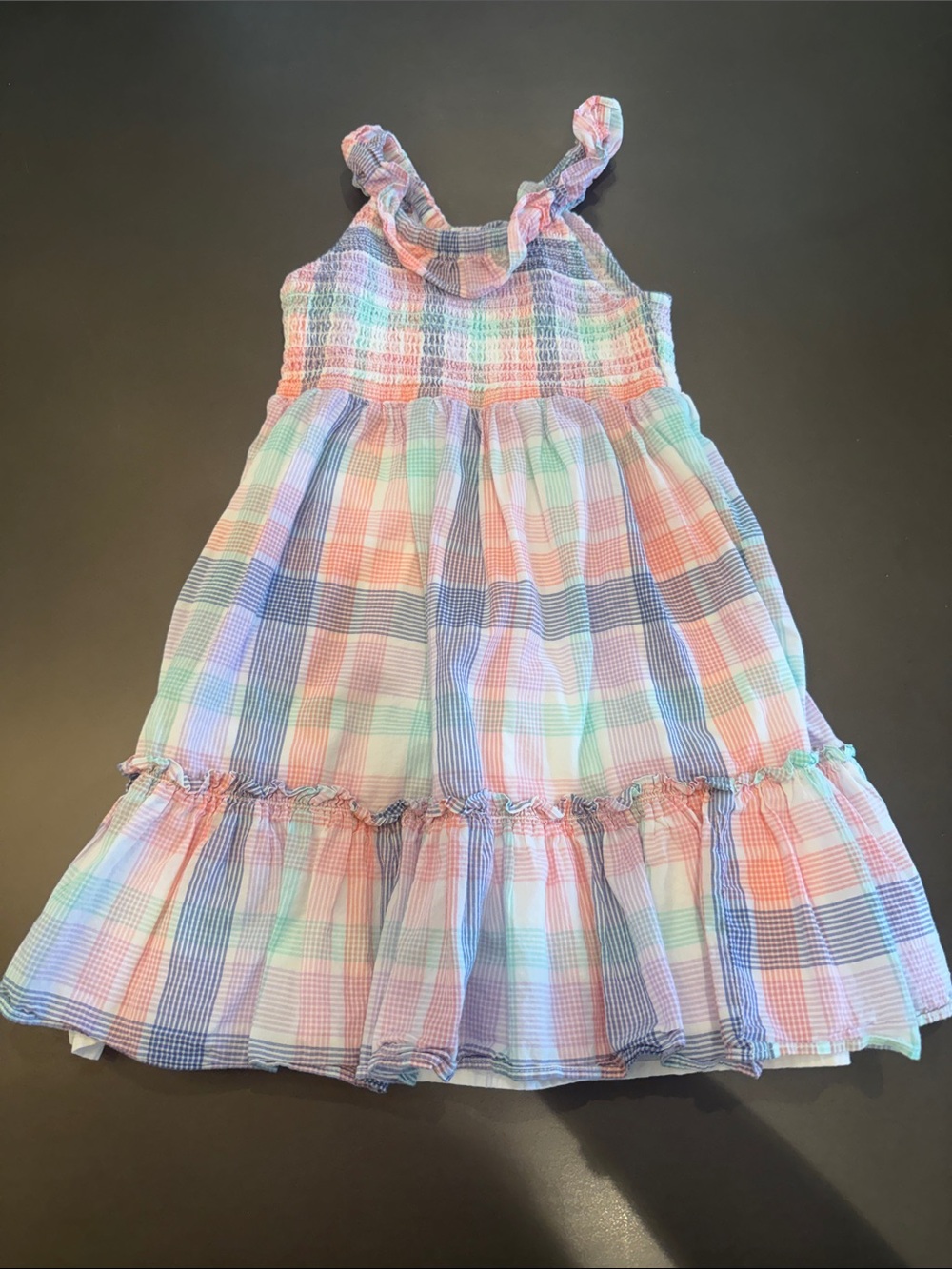 Crewcuts Girls Pastel Madras Plaid Smocked Sundress